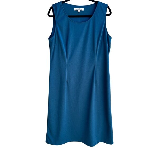 TravelSmith Dresses & Skirts - TravelSmith Womens Paneled Sleeveless Teal Stretch Pencil Sheath Maxi Dress L